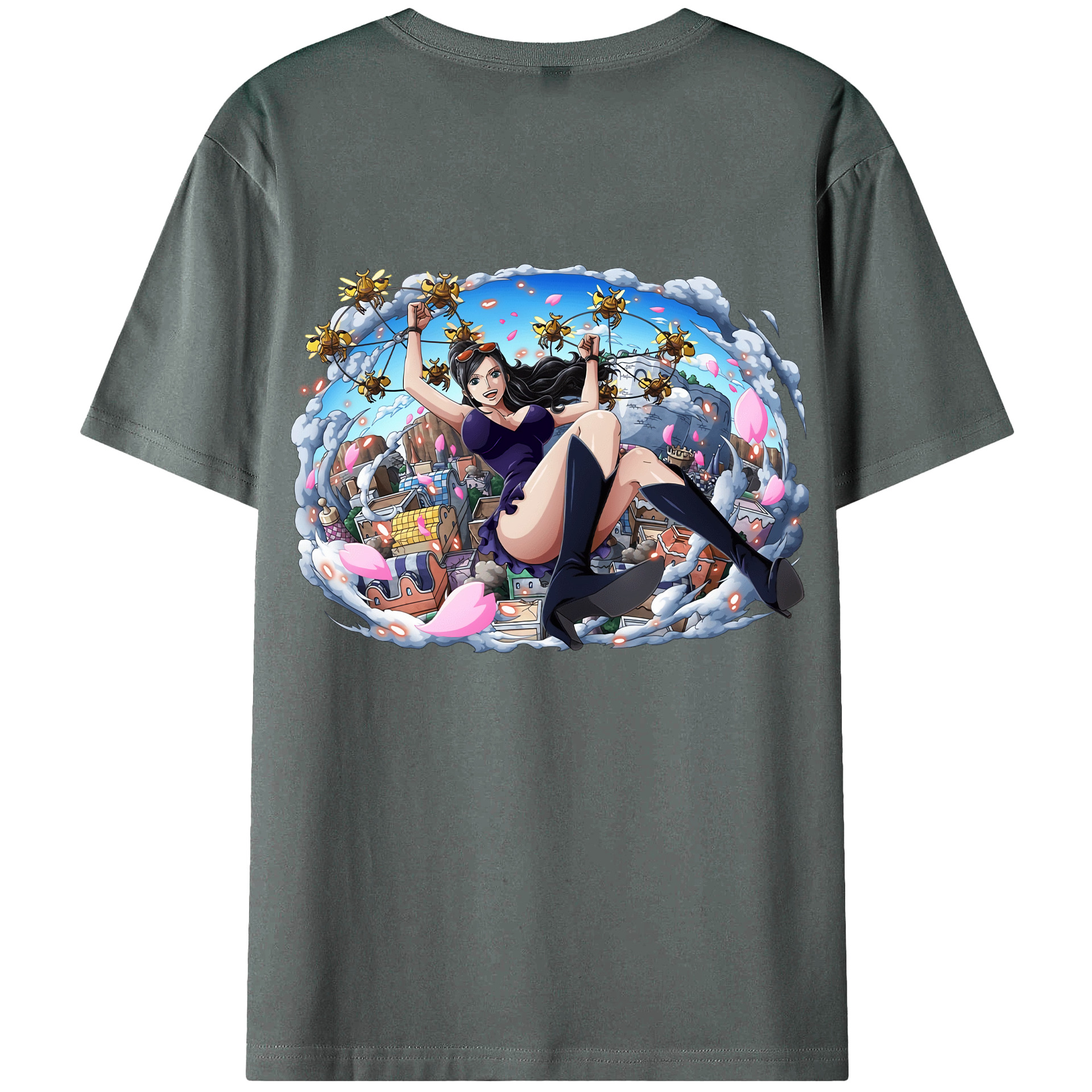 ワンピース ニコ・ロビン ONE PIECE Nico Robin 綿100％ メンズ半袖Tシャツ（バックプリント） 通気性